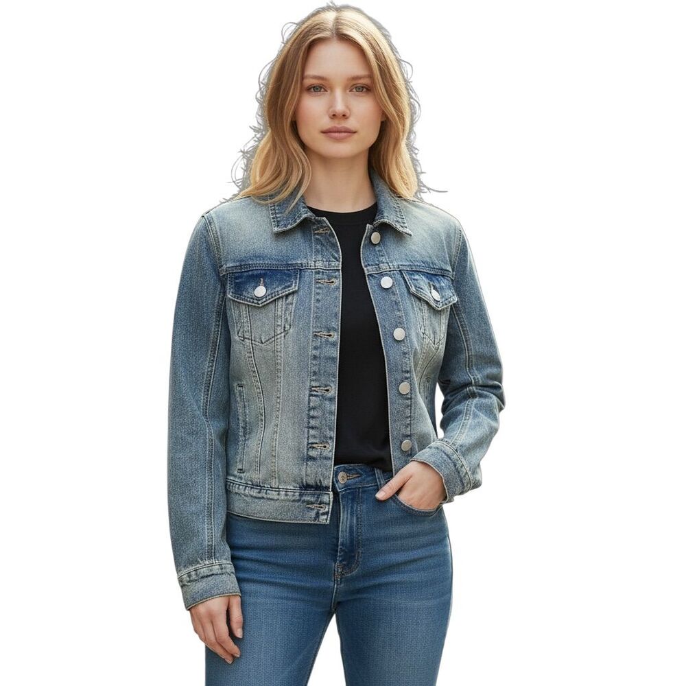 Blank NYC Women's XS Blue Jean Denim Jacket Long Sleeve Button Up